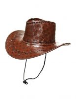 Cowboyhut Kunstleder braun Muster