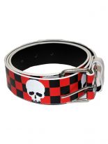 Gürtel Schachbrett Skull rot schwarz