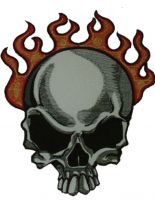 Aufnäher Skull mit Flammen groß