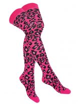 Overknees Leopard schwarz pink