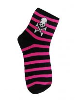 Socken skull gestreift pink