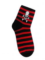 Socken skull gestreift rot