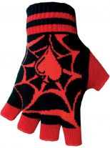 Fingerlose Handschuhe Spinnennetz rot