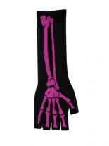 Fingerlose Stulpenhandschuhe Skelett pink
