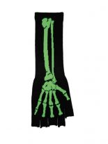 Fingerlose Stulpenhandschuhe Skelett grün