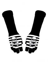 Fingerlose Stulpenhandschuhe schwarz weiß Pirat