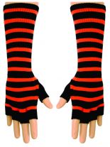 Fingerlose Stulpenhandschuhe schwarz orange gestreift