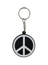 Schlüsselanhänger Peace schwarz weiß aus Gummi
