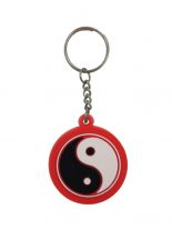 Schlüsselanhänger Yin Yang Schwarz Weiß Rot aus Gummi