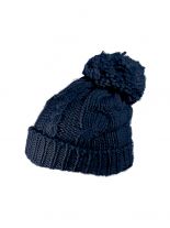 Slouch Long blau Winter Mütze mit Bommel
