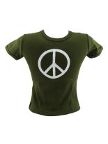 Kinder T-Shirt Peace Zeichen oliv