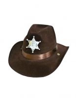 Cowboyhut mit Sheriff Stern braun