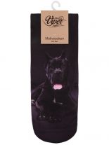 Sneaker Socken bedruckt Hund schwarz