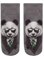 Sneaker Socken bedruckt Panda in Black