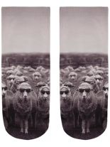 Sneaker Socken bedruckt Schafe schwarz weiß