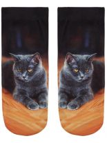 Sneaker Socken bedruckt schwarze Katze