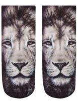 Sneaker Socken bedruckt Löwenkopf schwarz weiß