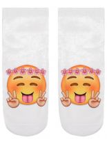 Sneaker Socken bedruckt Emoji Flower Power