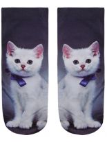 Sneaker Socken bedruckt Katze mit Schal
