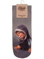 Sneaker Socken bedruckt Katze im Bademantel