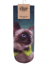 Sneaker Socken bedruckt Katze mit Fliege