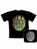 T-Shirt Pentagramm in Flammen