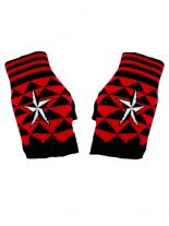 Fingerlose Handschuhe Stern schwarz rot
