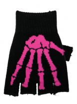 Fingerlose Handschuhe Skelett pink