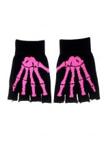 Fingerlose Handschuhe Skelett pink