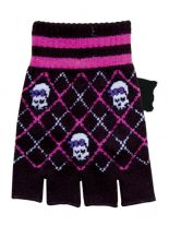 Fingerlose Handschuhe Skull Girl schwarz pink