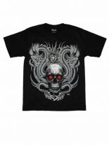 T-Shirt Totenkopf mit Drachen