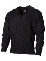 Isländer Pullover schwarz mit Reißverschluss