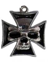 Metallkette mit Anhänger Cross with Skull