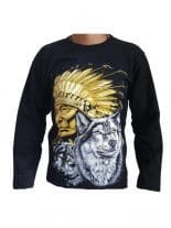 Sweatshirt Indianer mit Wolf
