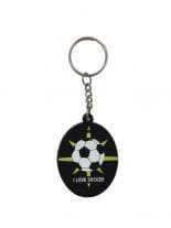 Schlüsselanhänger I Love Soccer schwarz aus Gummi