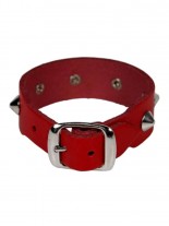 Leder Armband Spitznieten 1 reihig rot