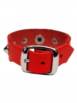 Leder Armband Spitznieten 1 reihig rot mit Ring