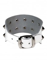 Leder Armband Spitznieten 2 reihig weiß