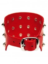 Leder Armband Spitznieten 3 reihig rot