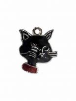 Metallkette mit Anhänger groß schwarze Katze