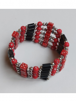 Magnet Kette Armband rot mit Würfeln