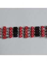 Magnet Kette Armband rot mit Würfeln