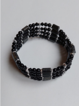 Magnet Armband Kette schwarz und silberne Kugeln